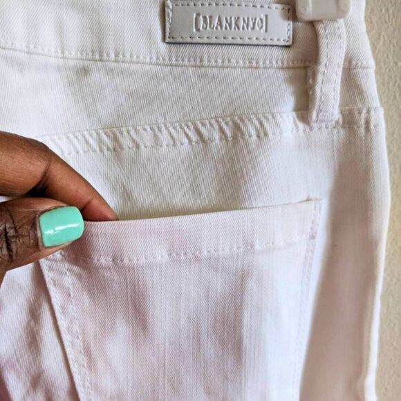 Blank NYC White Lines Jeans Womens Size 24 High Rise Skinny White Fringe Hem NWT - Picture 12 of 14